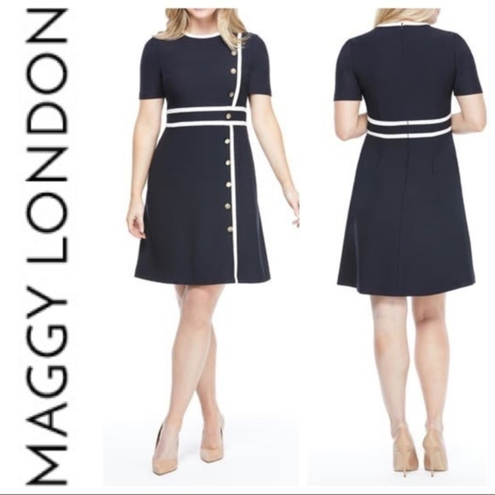 NWT Maggy London Dorinda Button Trim Dress